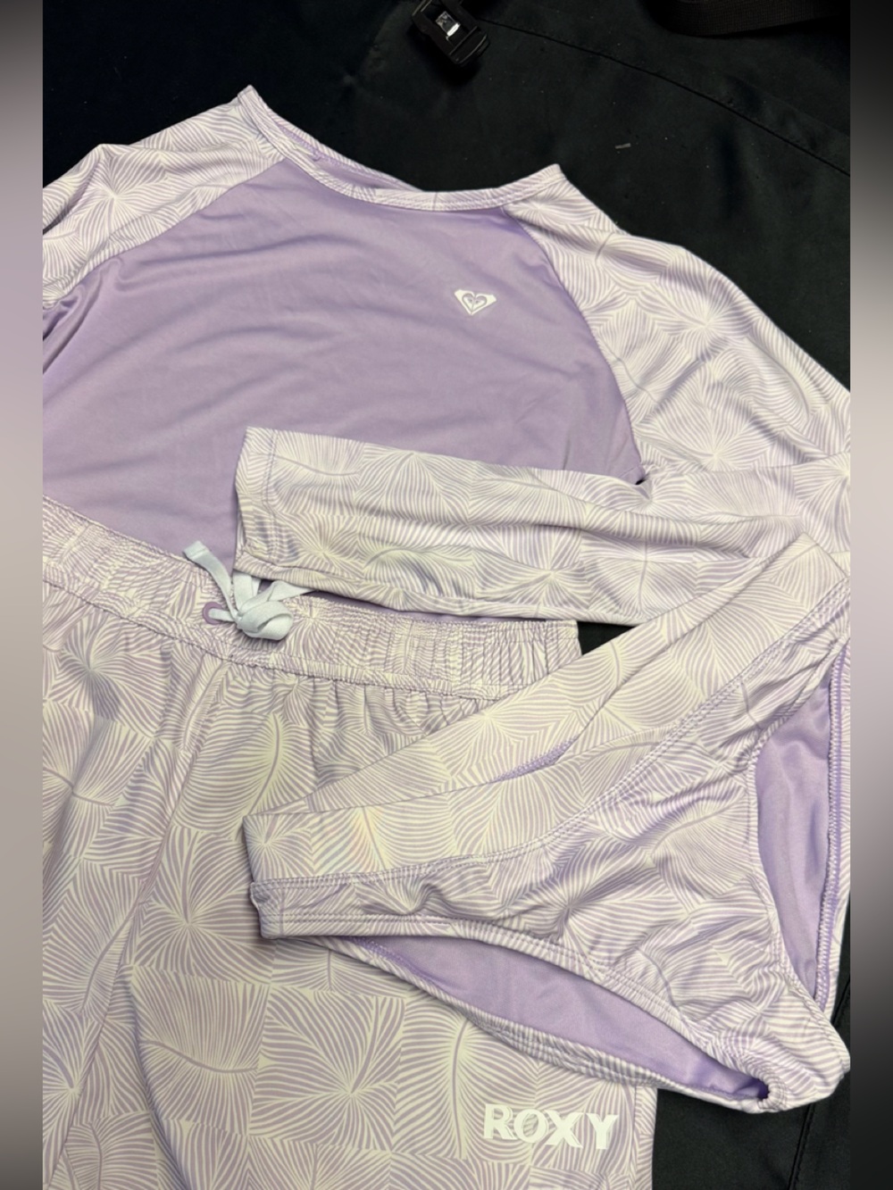 Roxy Girl Lavender Swim Set with Floral Stitching